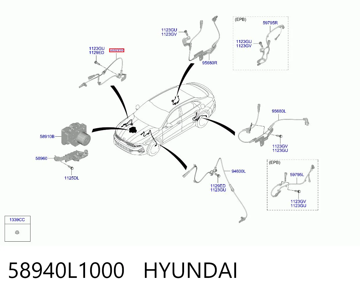 58940L1000 Hyundai/Kia Датчик ABS передний правый