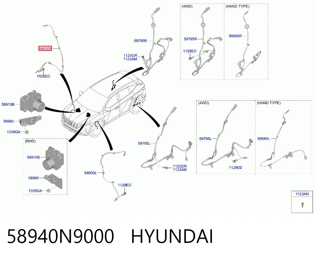 58940N9000 Hyundai/Kia Датчик ABS передний правый