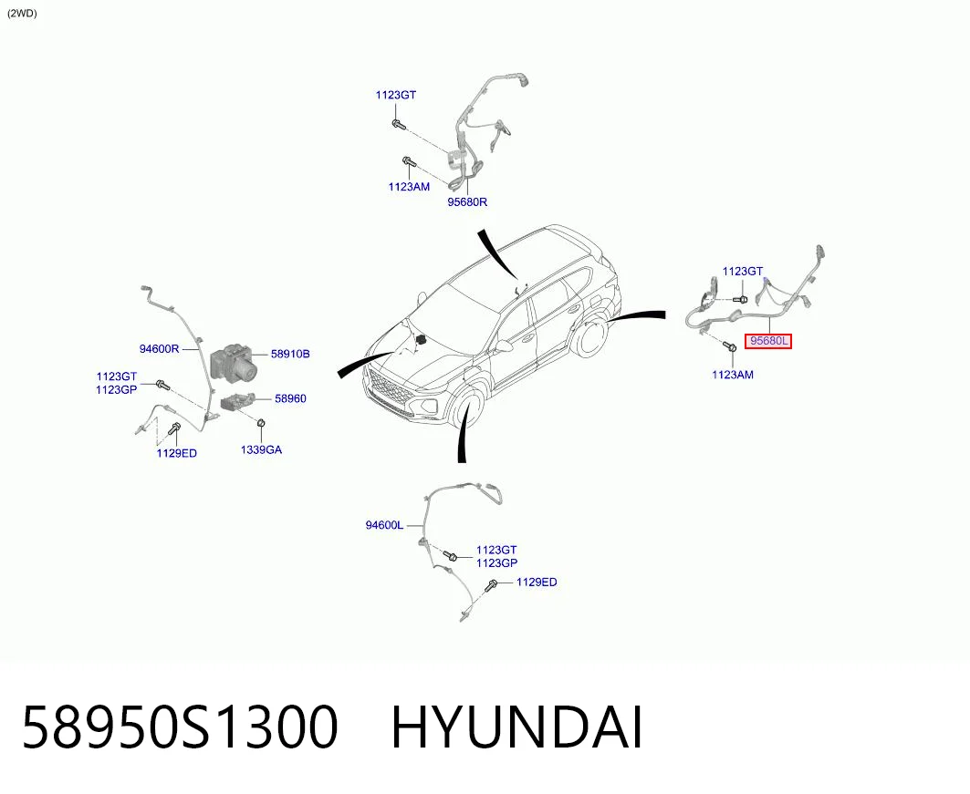 58950S1300 Hyundai/Kia Задний левый датчик АБС