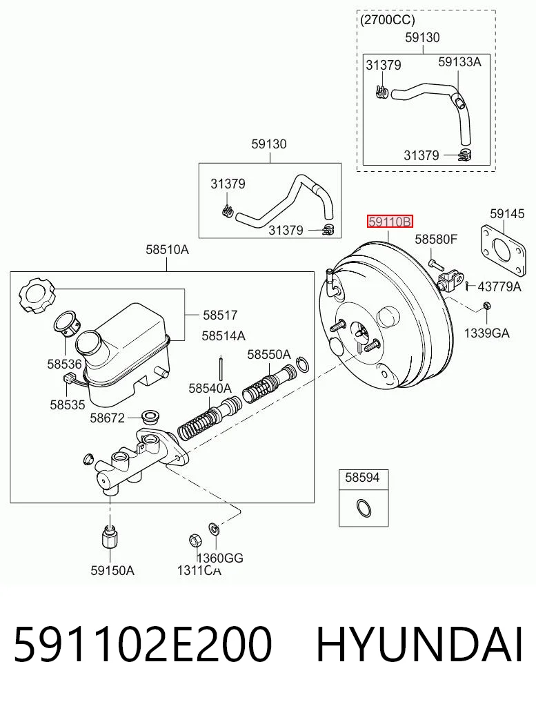 591102E200 Hyundai/Kia Усилитель тормоза вакуумный