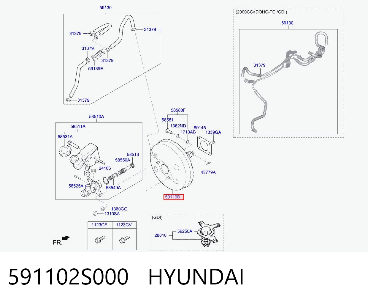 591102S000 Hyundai/Kia Усилитель тормоза вакуумный