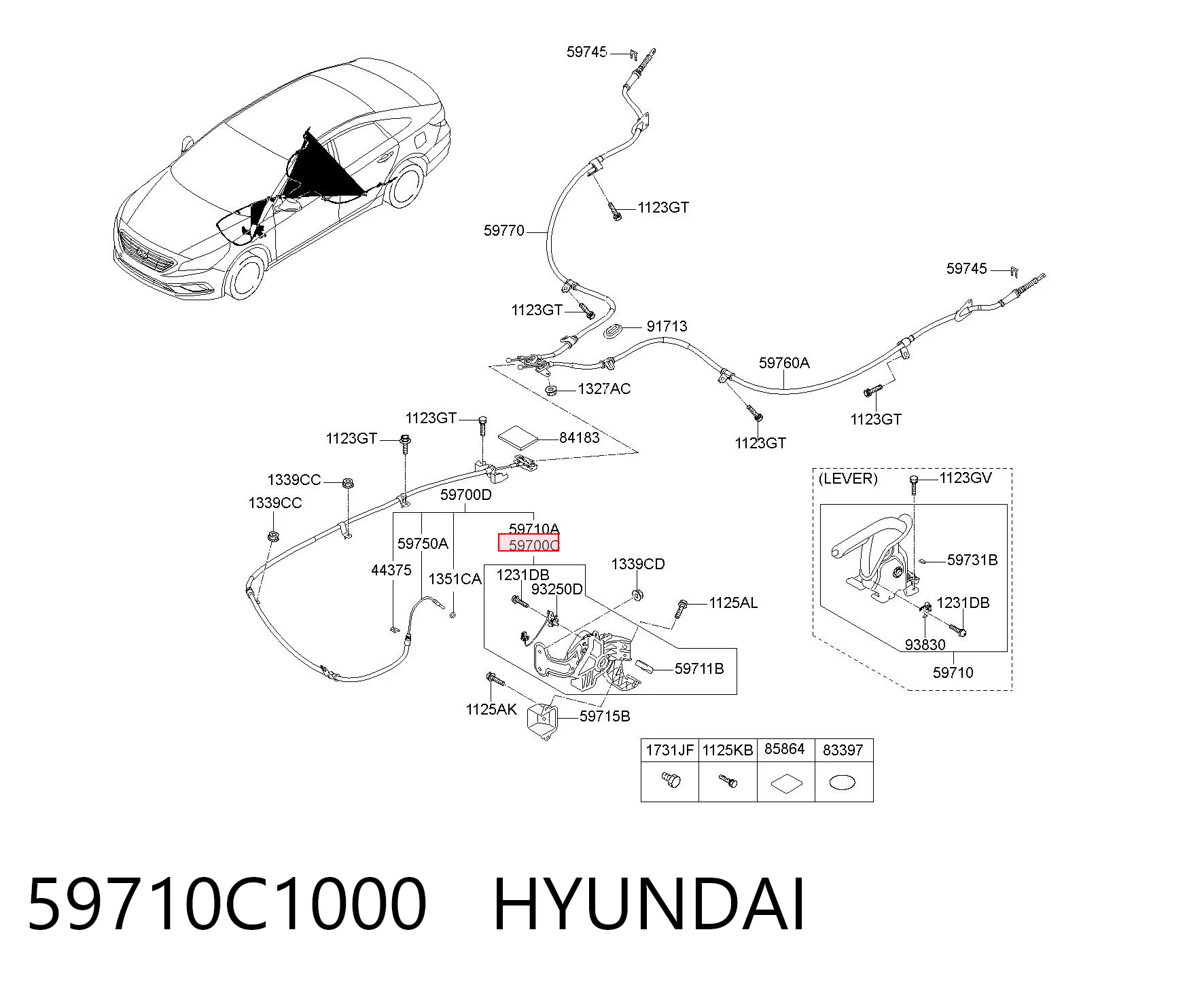 59710C1000 Hyundai/Kia Привод стояночного тормоза (управление ручным тормозом)