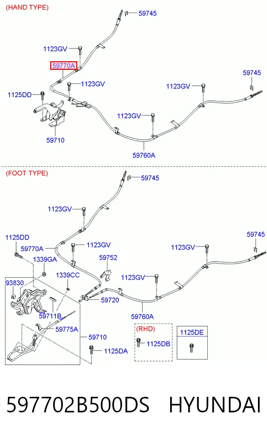 Купить 597702B500 KAP Задний правый трос ручника