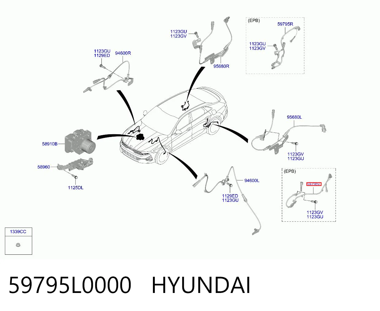 59795L0000 Hyundai/Kia Задний левый датчик АБС