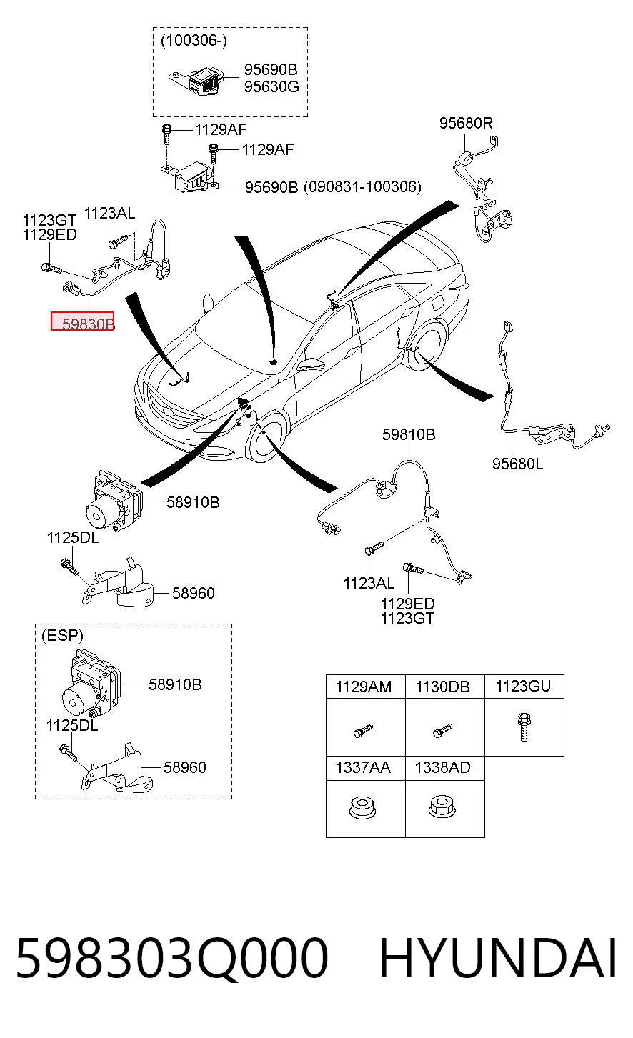 598303Q000 Hyundai/Kia Датчик ABS передний правый