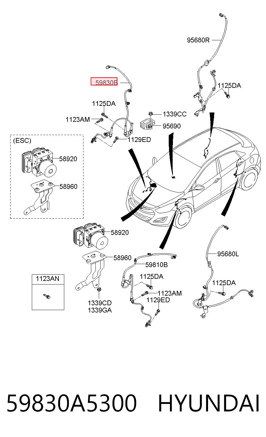 59830A5300 Hyundai/Kia Датчик ABS передний правый