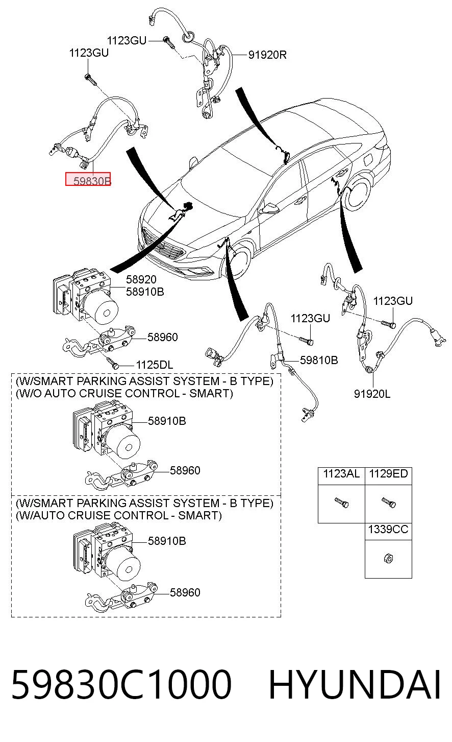59830C1000 Hyundai/Kia Датчик ABS передний правый