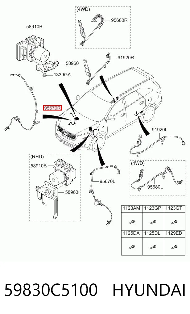 59830C5100 Hyundai/Kia Датчик ABS передний правый
