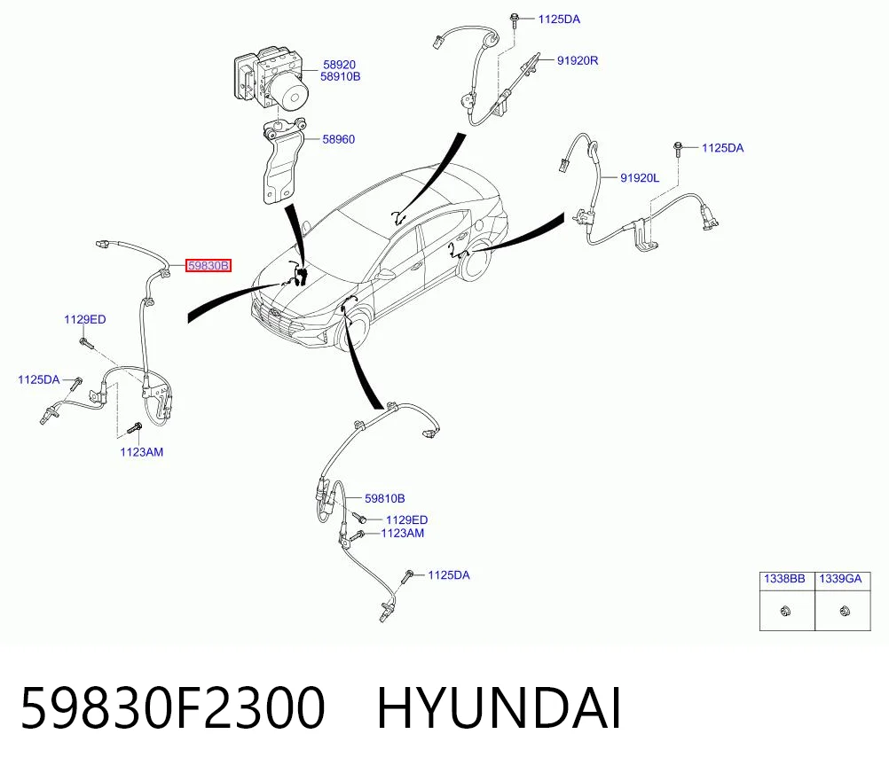 59830F2300 Hyundai/Kia Провод датчика АБС передний правый