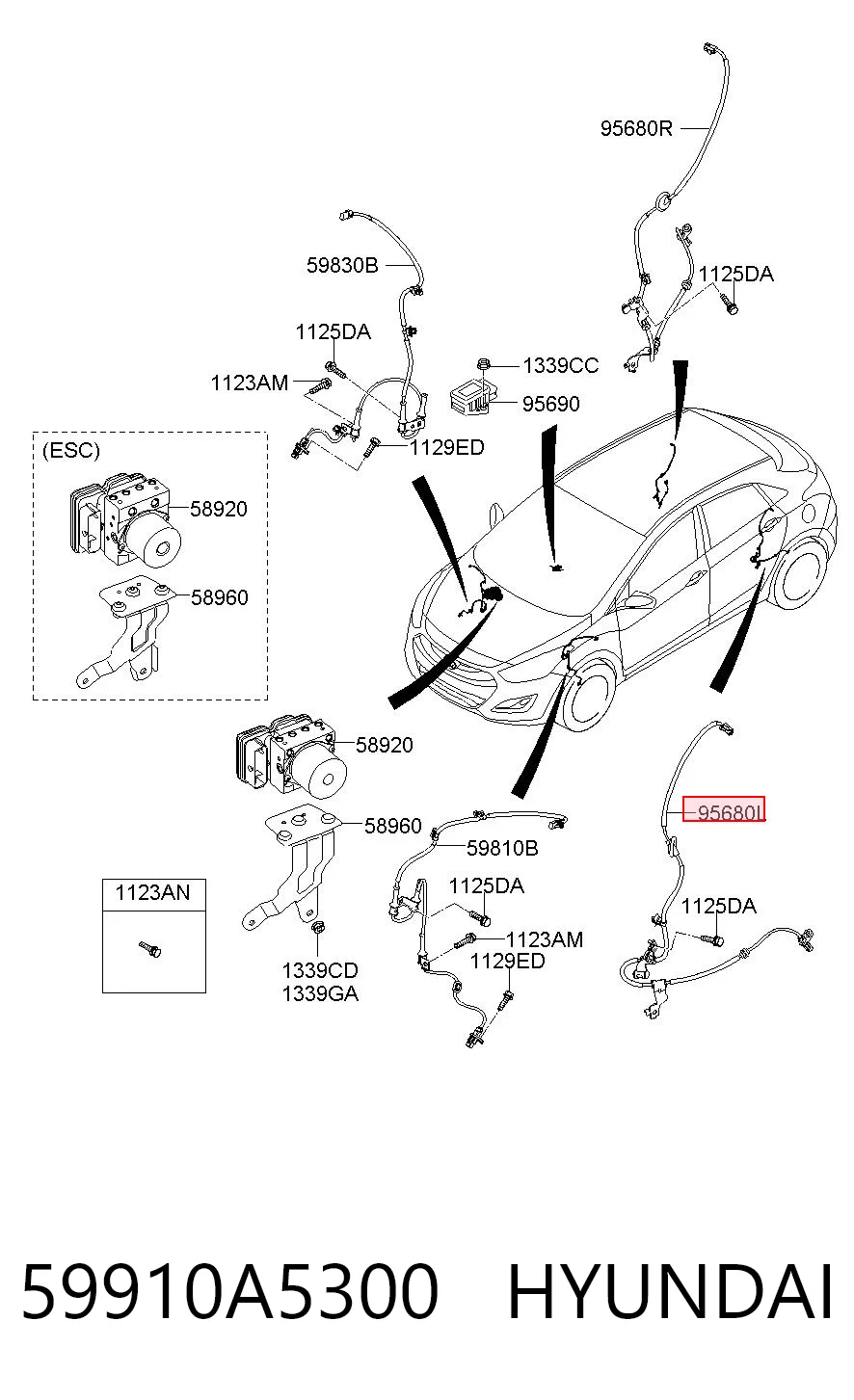 59910A5300 Hyundai/Kia Задний левый датчик АБС