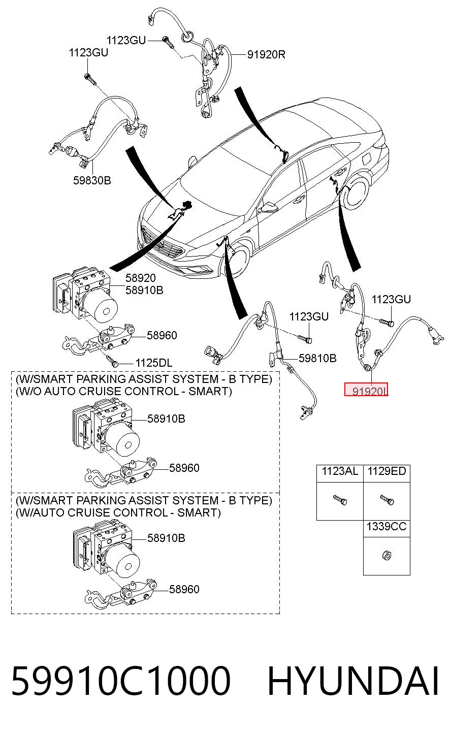 59910C1000 Hyundai/Kia Задний левый датчик АБС