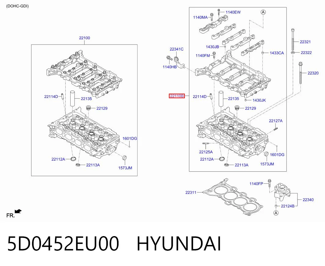 5D0452EU00 Hyundai/Kia Головка блока цилиндров
