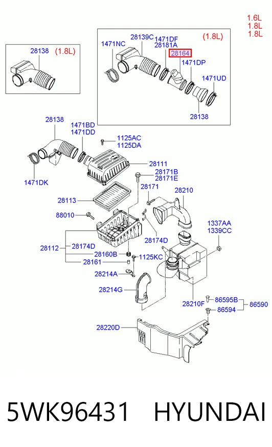 5WK96431 Hyundai/Kia Датчик расхода воздуха