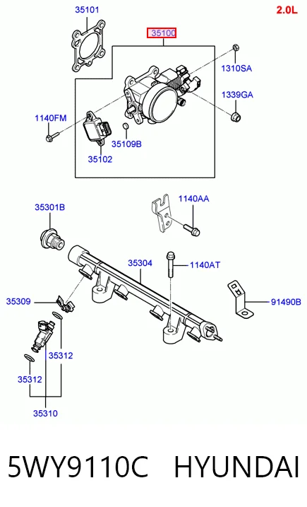 5WY9110C Hyundai/Kia Дроссельная заслонка