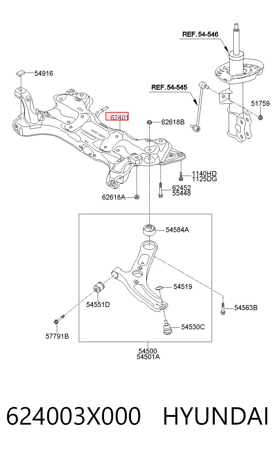 624003X000 Hyundai/Kia Подрамник передней подвески