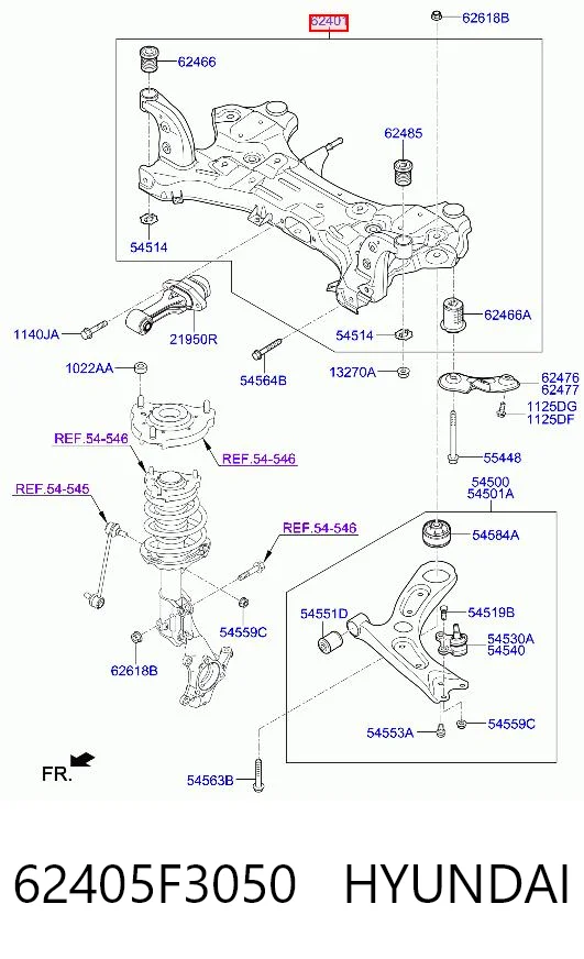 62405F3050 Hyundai/Kia Балка крепления двигателя