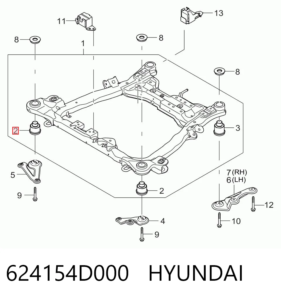 624154D000 Hyundai/Kia Сайлентблоки передней балки