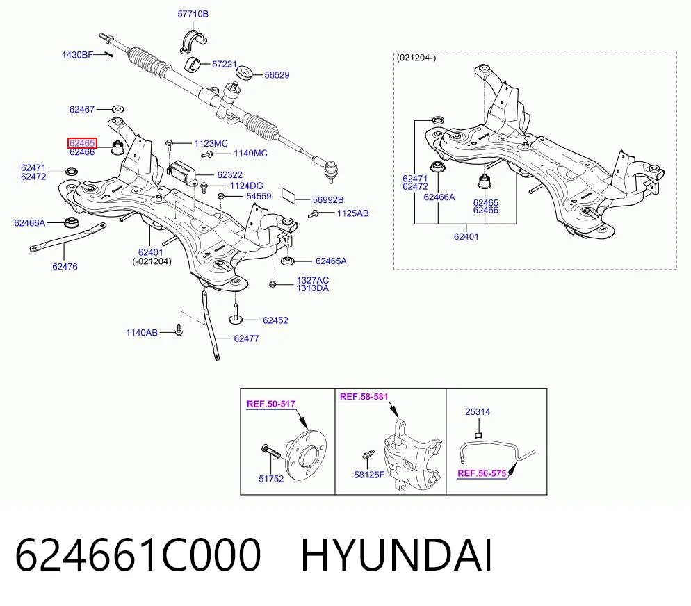 624661C000 Hyundai/Kia Сайлентблоки передней балки