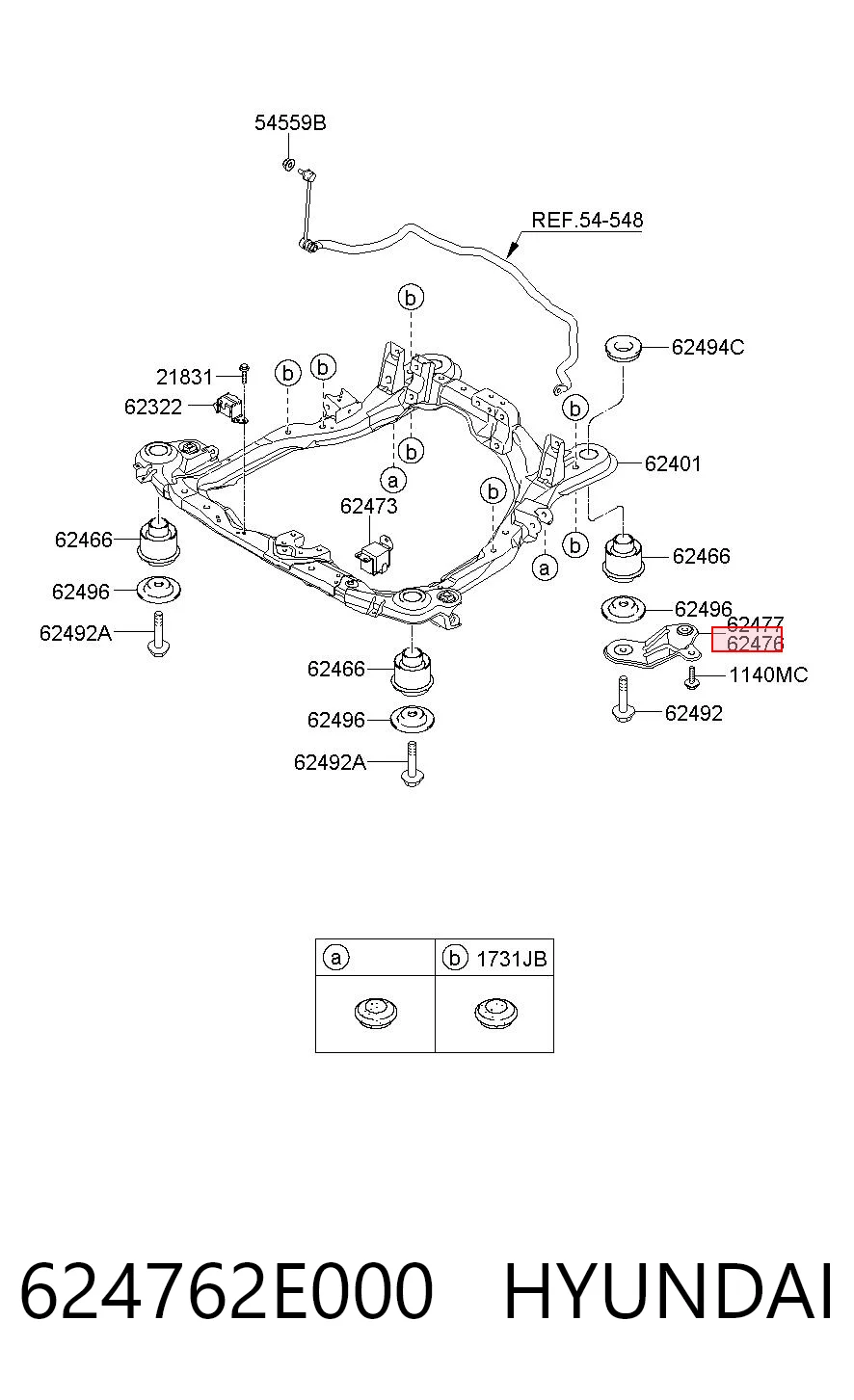 624762E000 Hyundai/Kia Кронштейн передней балки