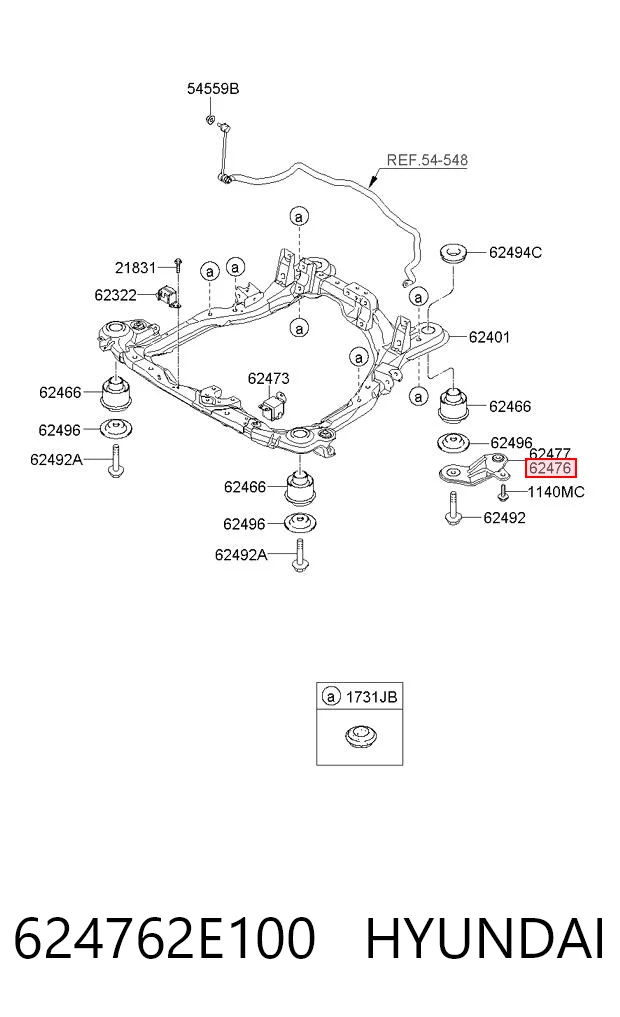 624762E100 Hyundai/Kia Кронштейн передней балки