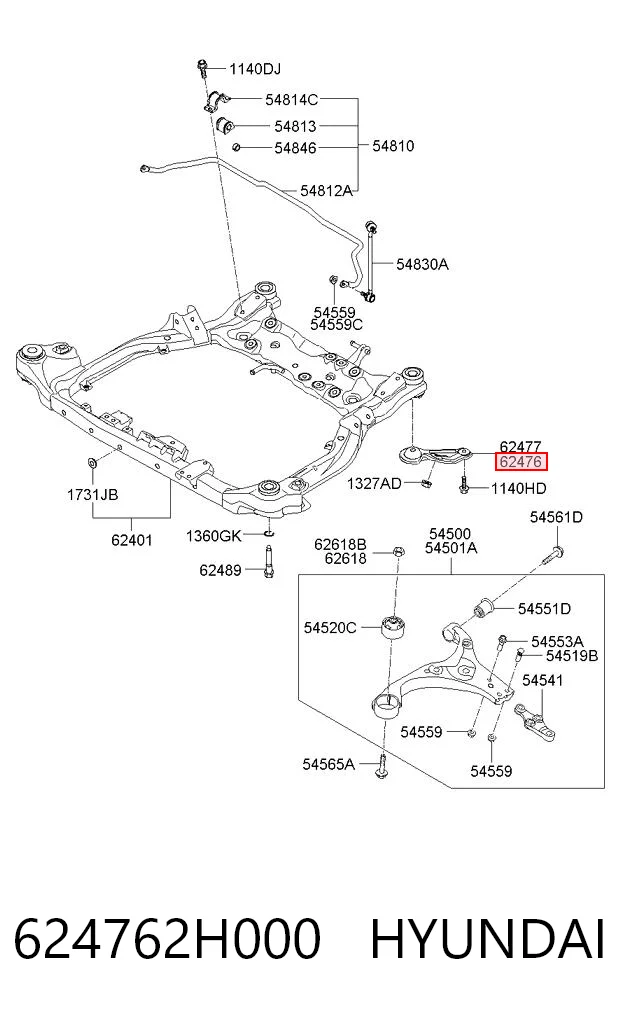 624762H000 Hyundai/Kia Кронштейн передней балки
