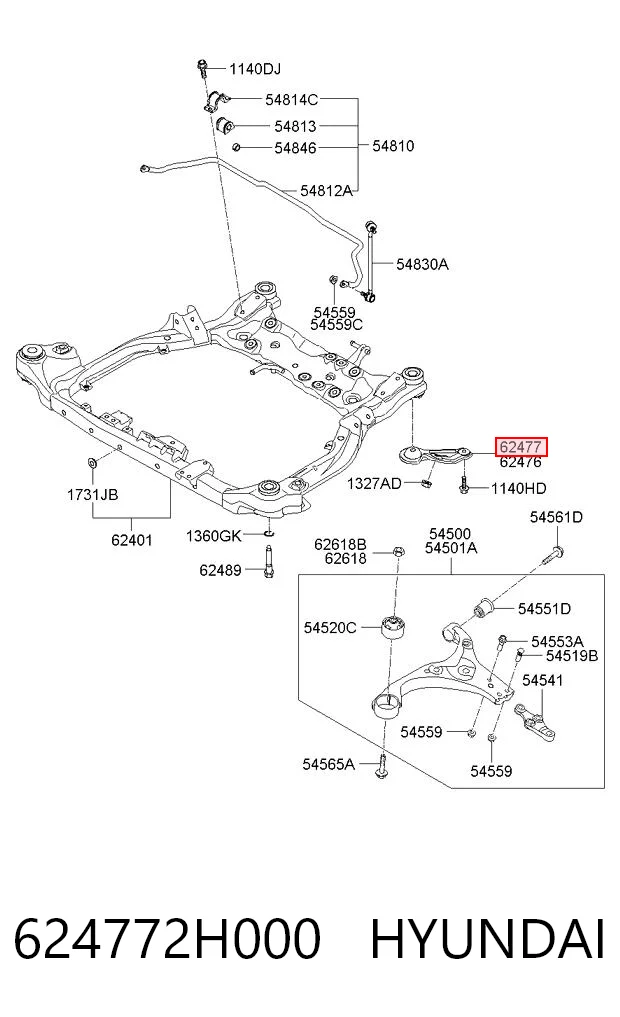 624772H000 Hyundai/Kia Кронштейн передней балки