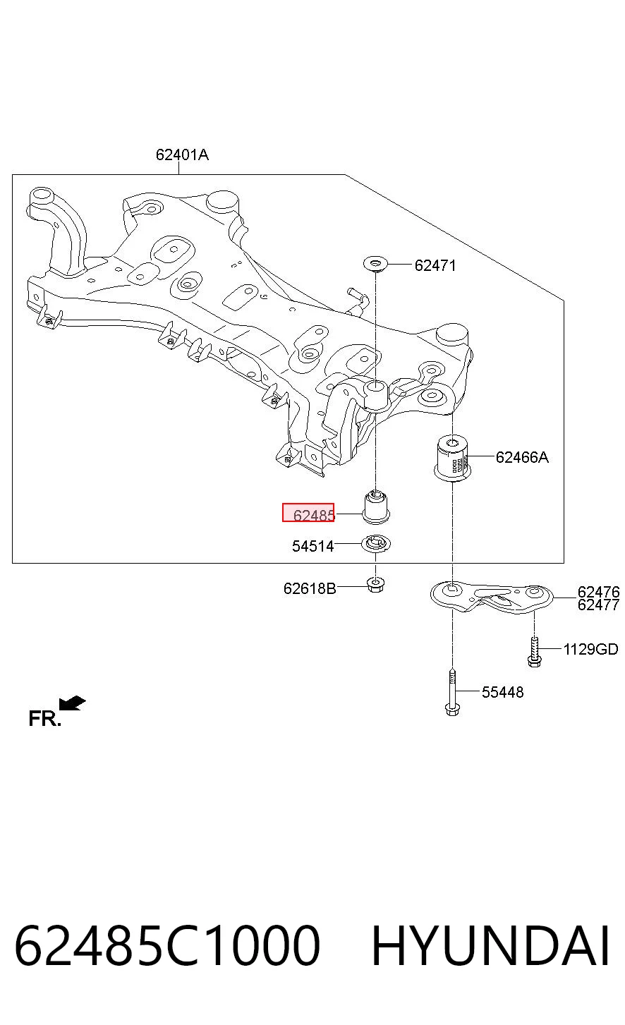 62485C1000 Hyundai/Kia Сайлентблоки передней балки
