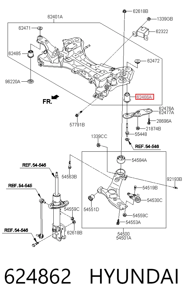 Сайлентблоки передней балки на Hyundai Santa Fe III DM