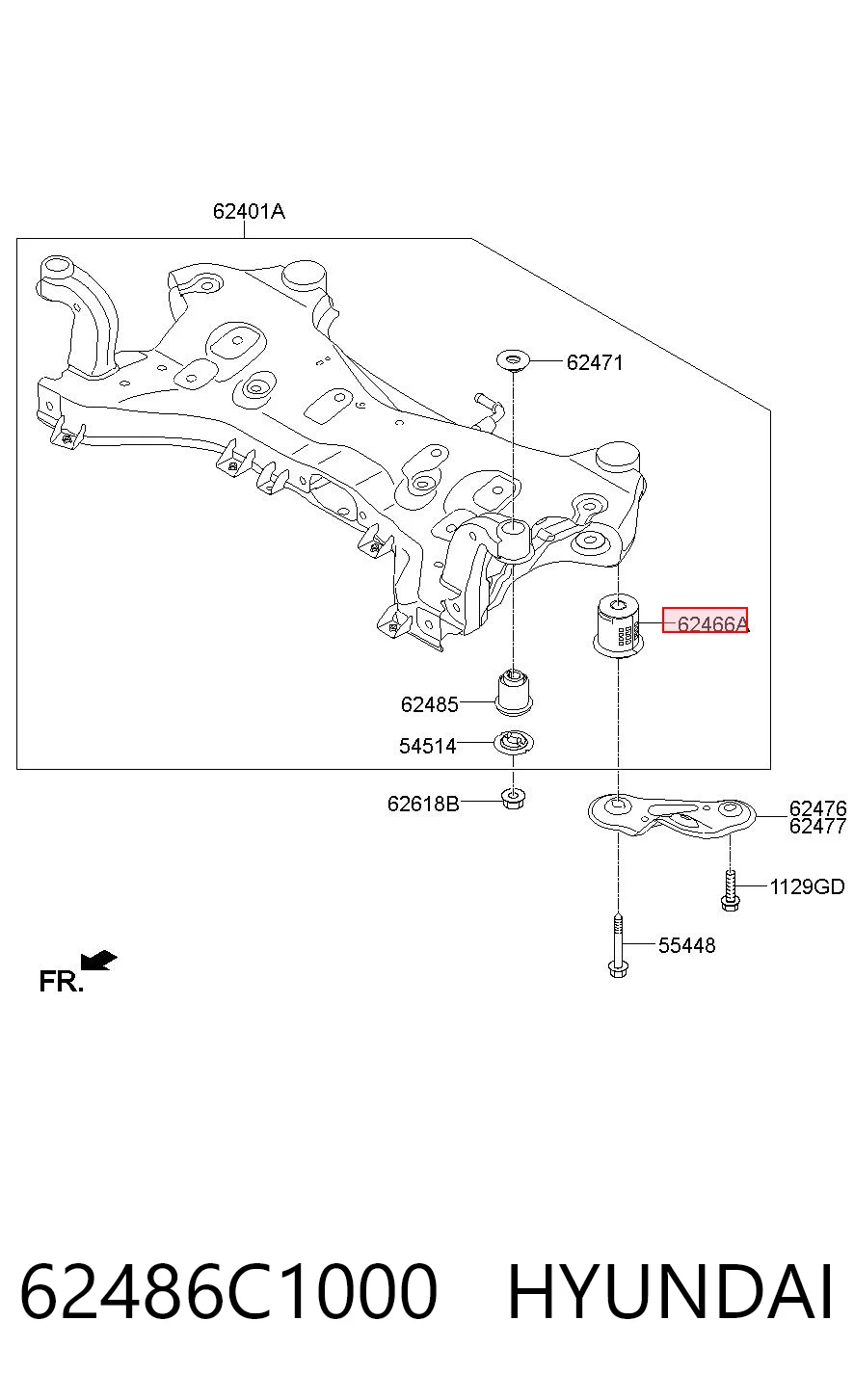 62486C1000 Hyundai/Kia Сайлентблоки передней балки