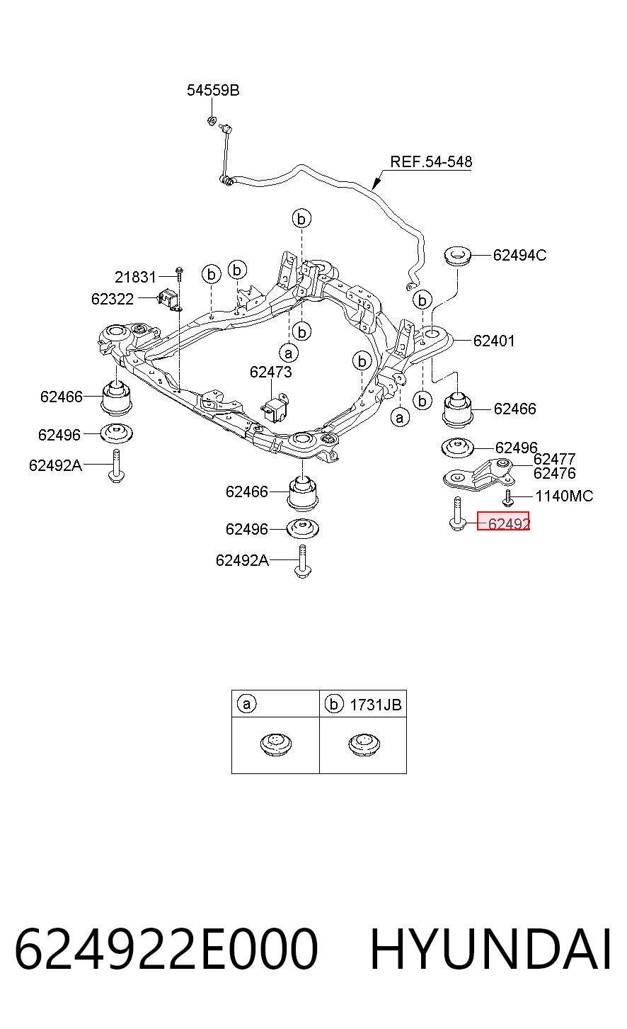 624922E000 Hyundai/Kia Болт крепления переднего рычага, нижнего