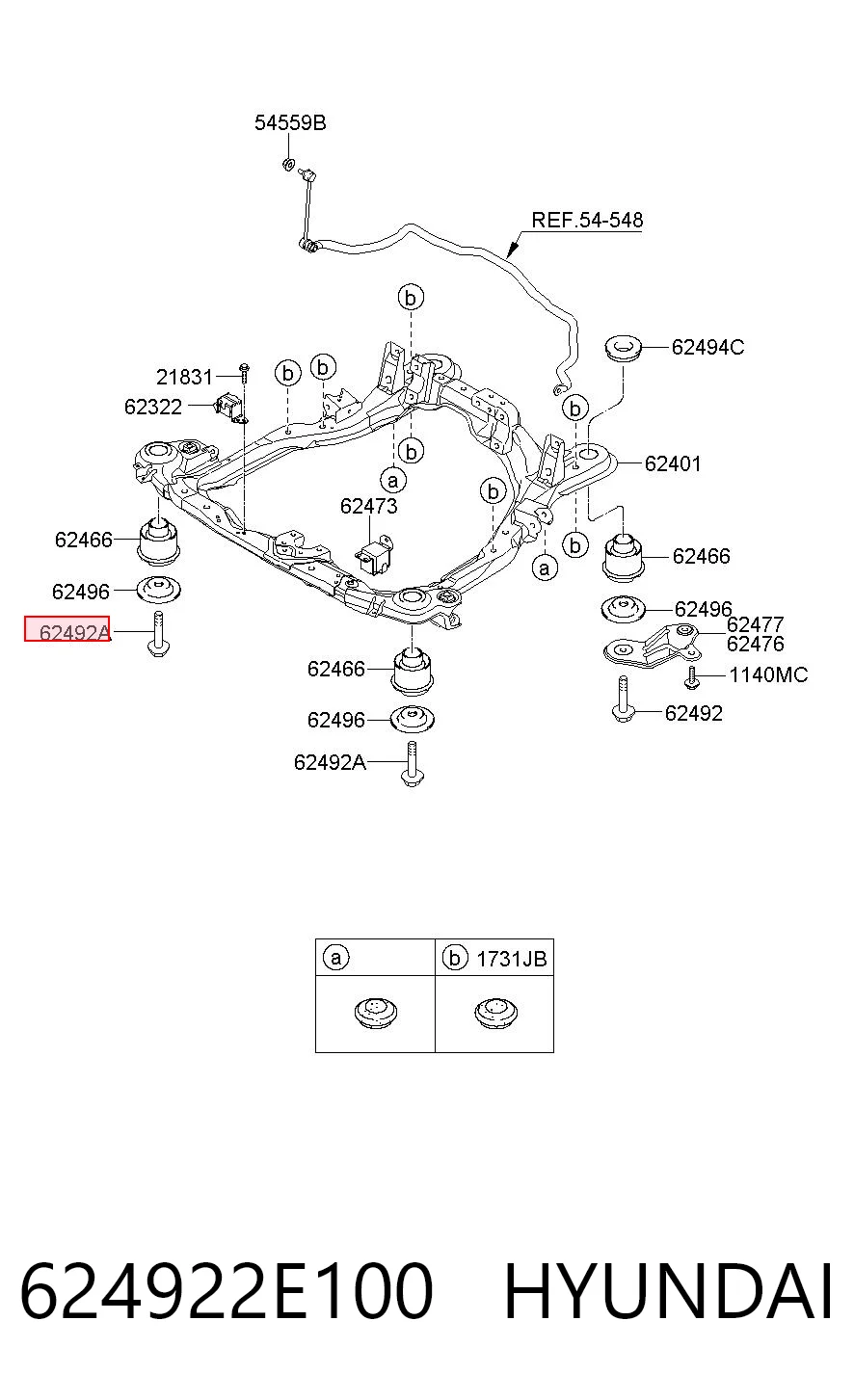 624922E100 Hyundai/Kia Болт крепления переднего рычага, нижнего