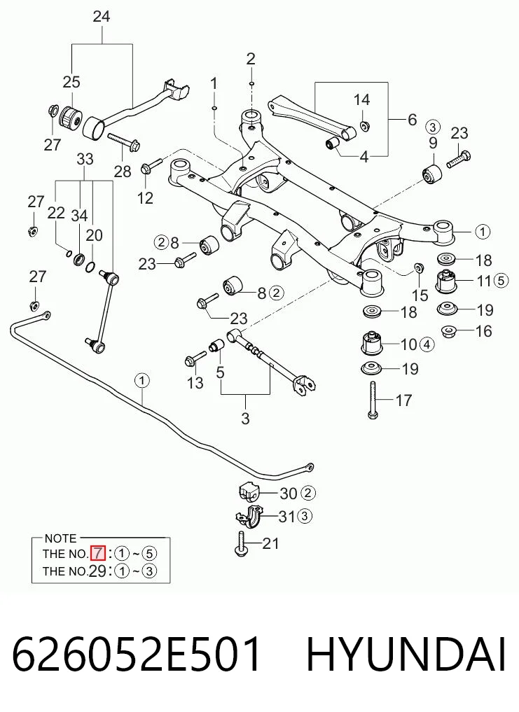 626052E501 Hyundai/Kia Подрамник задней подвески
