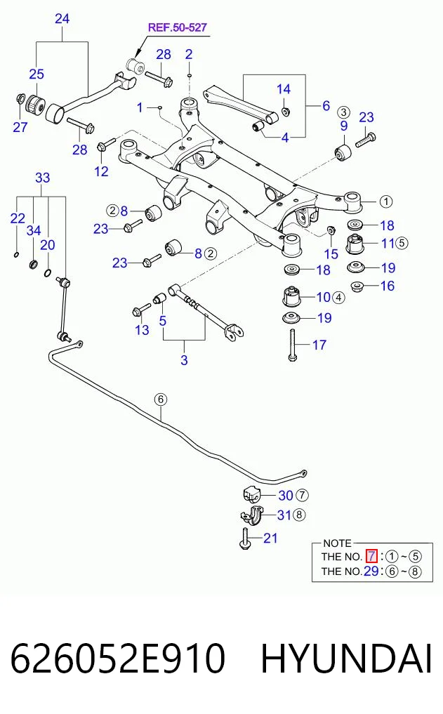 626052E910 Hyundai/Kia Подрамник задней подвески