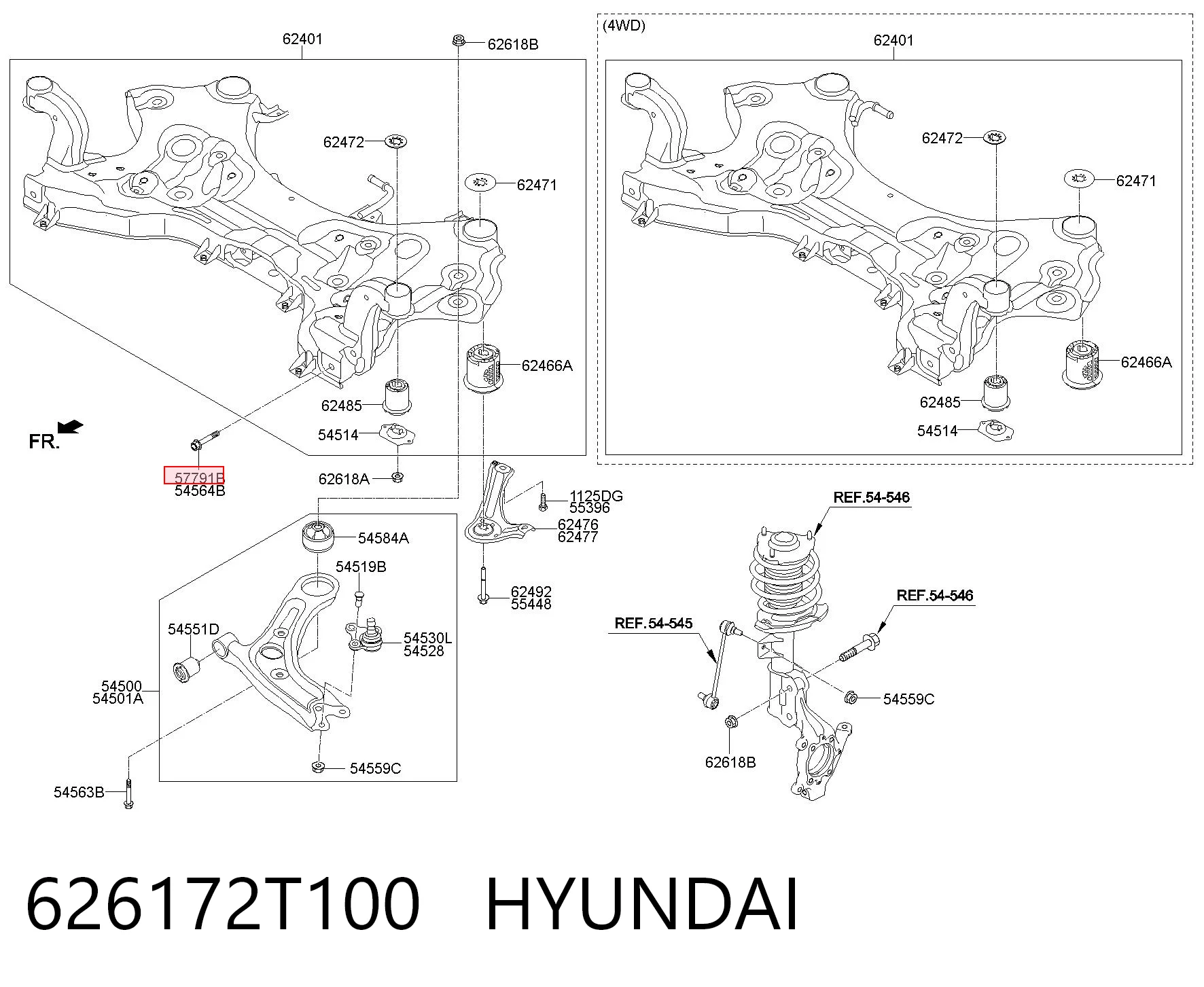 626172T100 Hyundai/Kia Болт крепления переднего рычага, нижнего