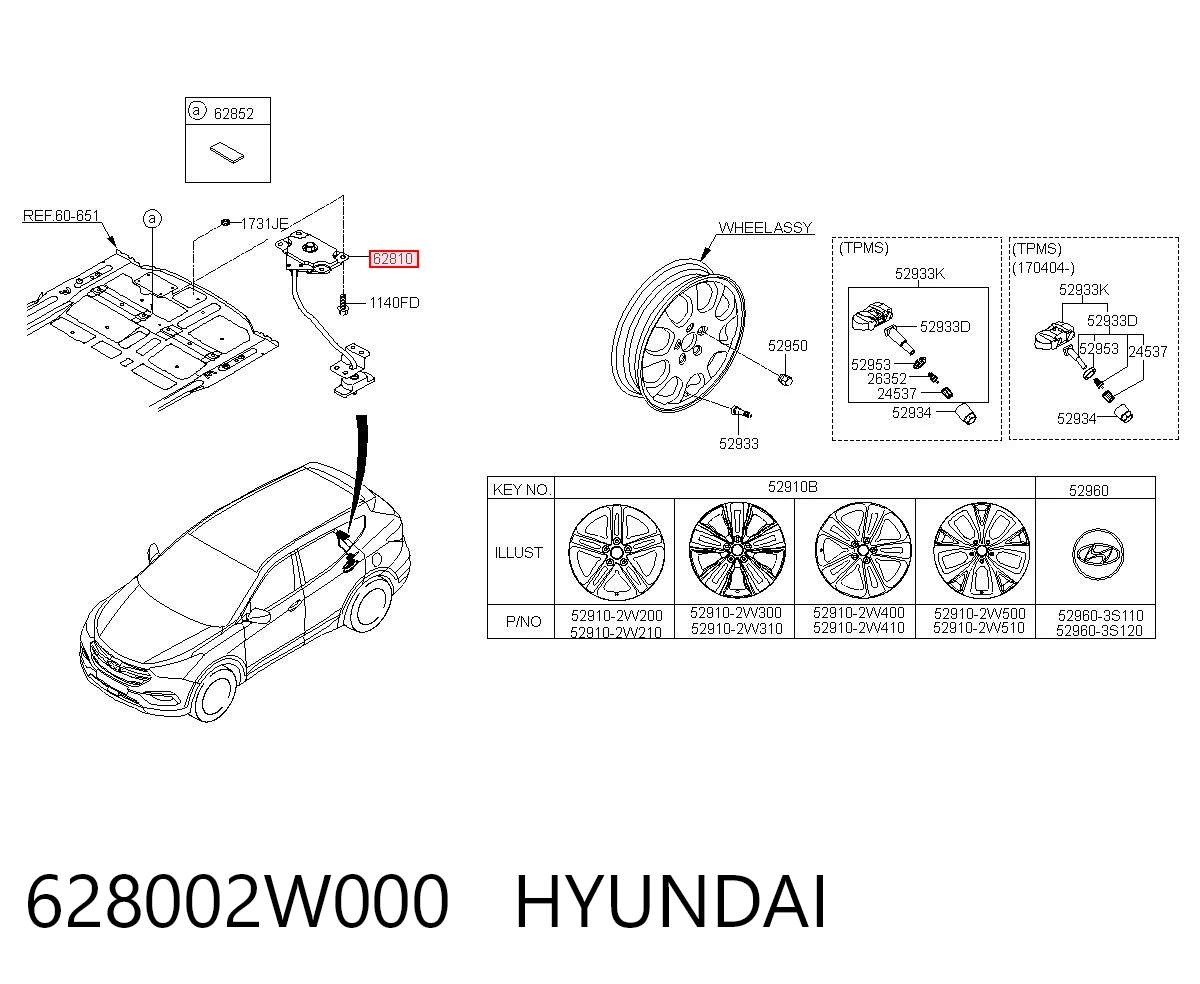 628002W000 Hyundai/Kia Кронштейн запаски
