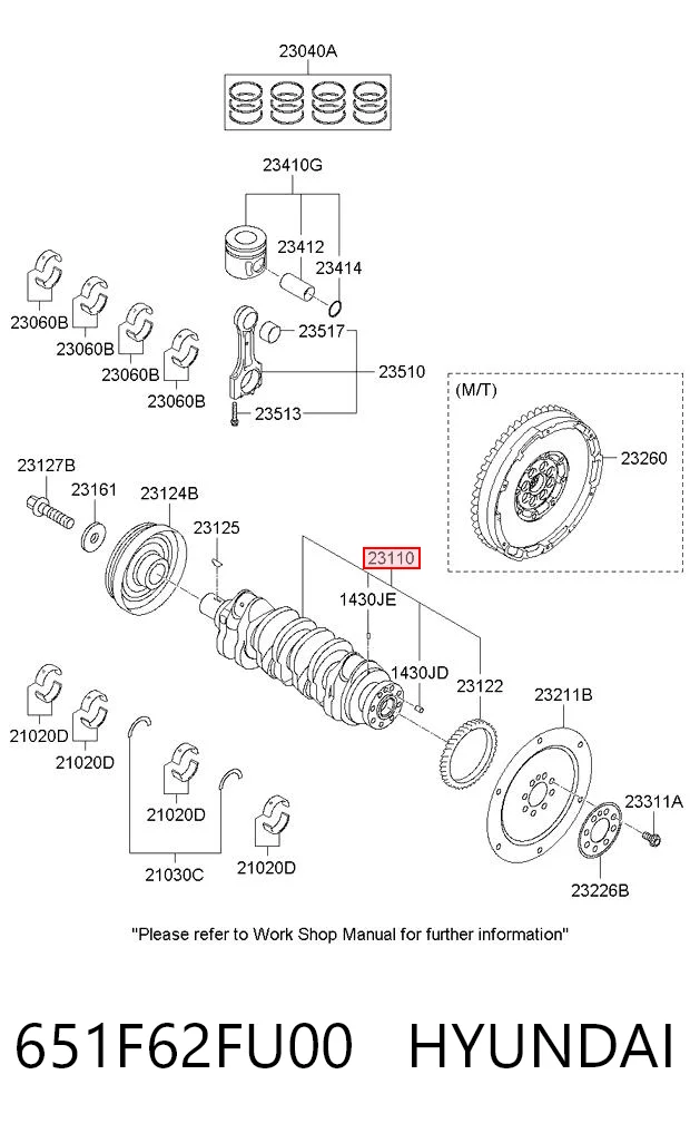 651F62FU00 Hyundai/Kia Коленвал двигателя