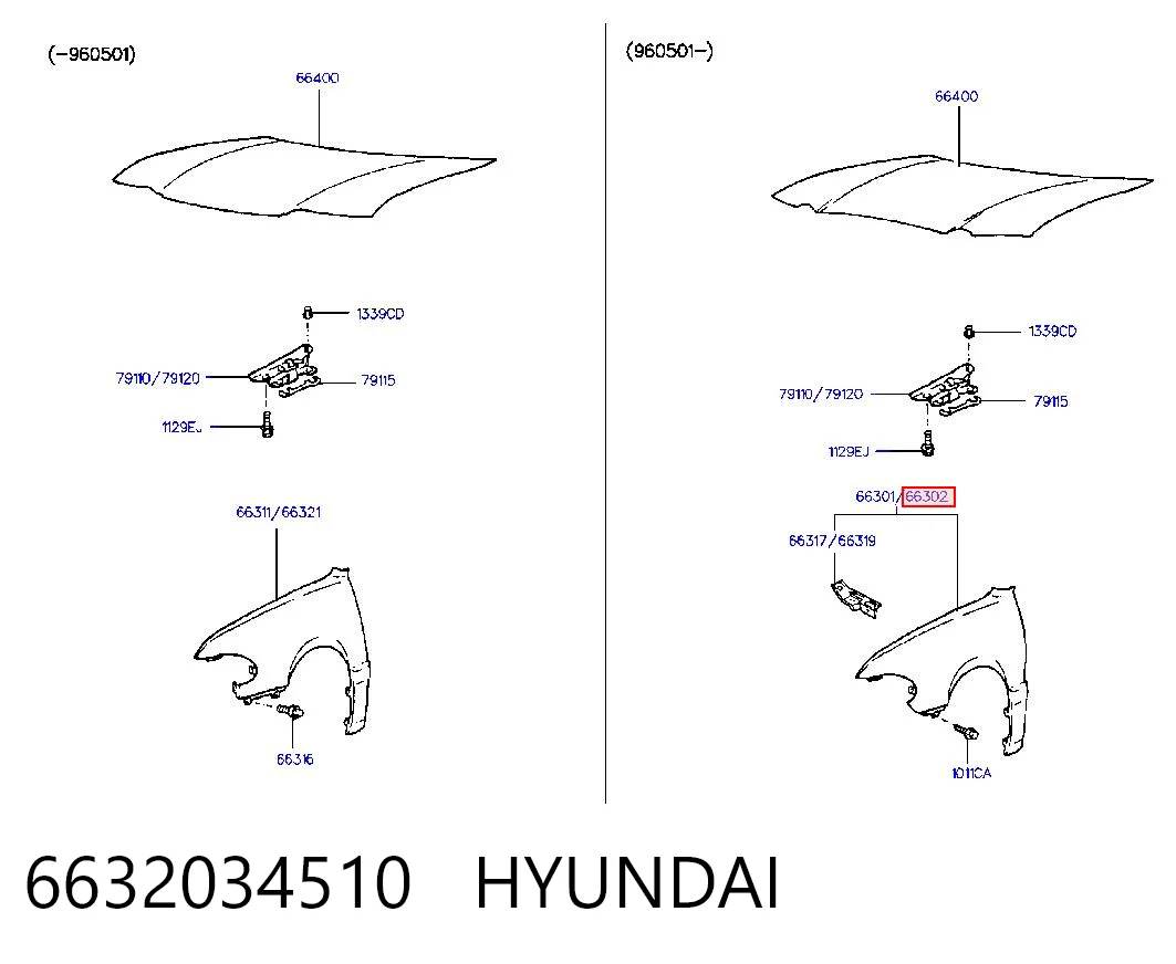 Переднее правое крыло на Hyundai Sonata III 