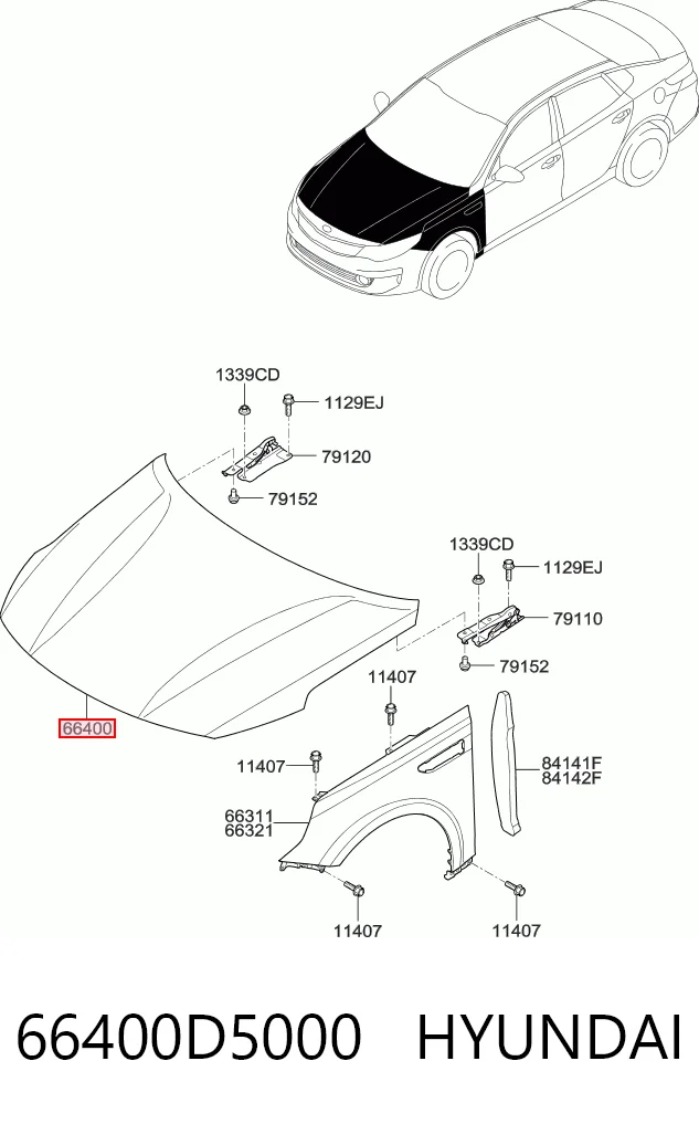 Капот KIA Optima IV седан (JF) (2015 - 2019) цена, от 165.58 USD
