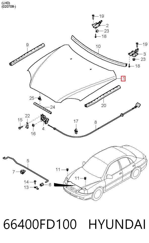 Капот на KIA Rio I DC