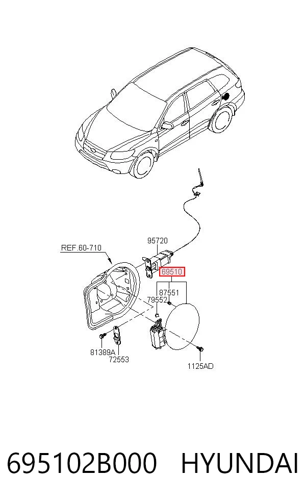 695102B000 Hyundai/Kia Дверка бензобака