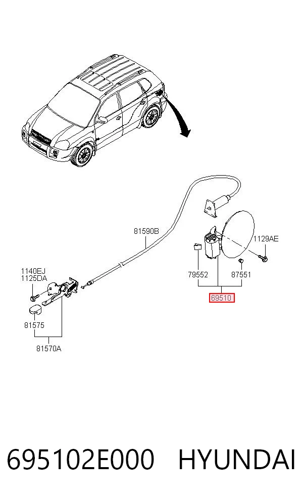 695102E000 Hyundai/Kia Дверка бензобака