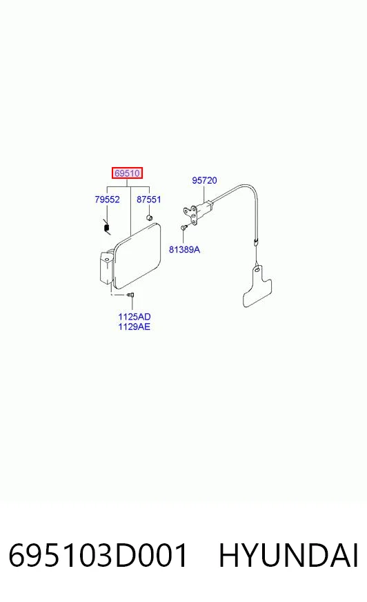 695103D001 Hyundai/Kia Дверка бензобака
