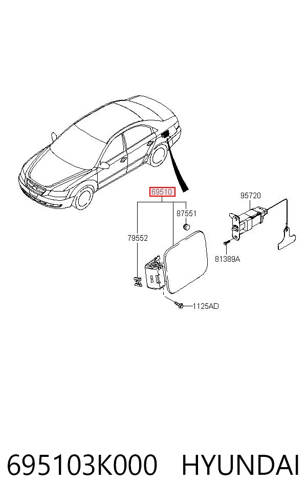 695103K000 Hyundai/Kia Дверка бензобака