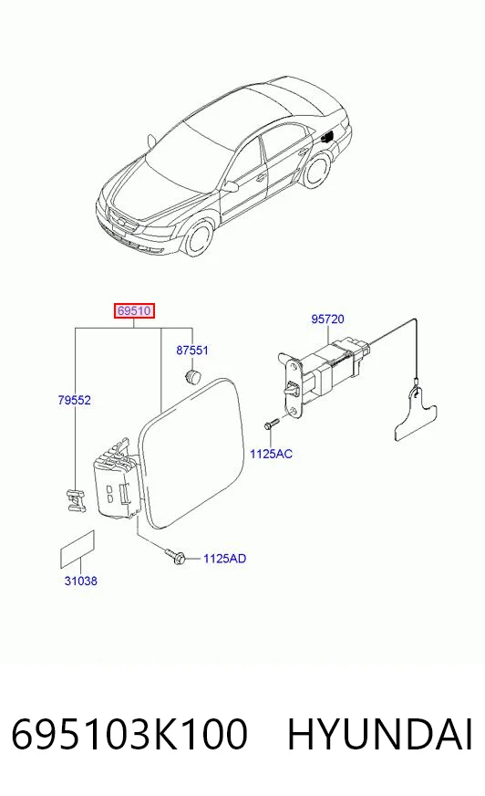 695103K100 Hyundai/Kia Дверка бензобака
