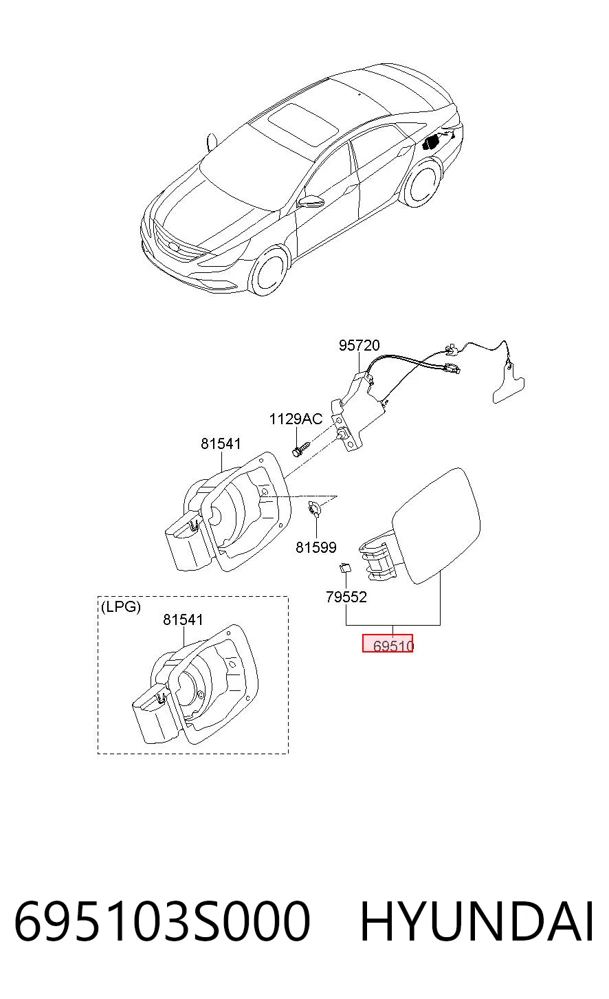 695103S000 Hyundai/Kia Дверка бензобака