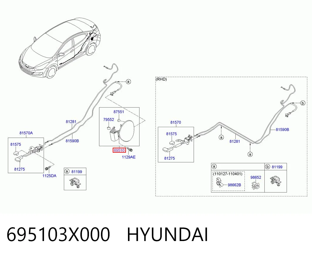695103X000 Hyundai/Kia Дверка бензобака