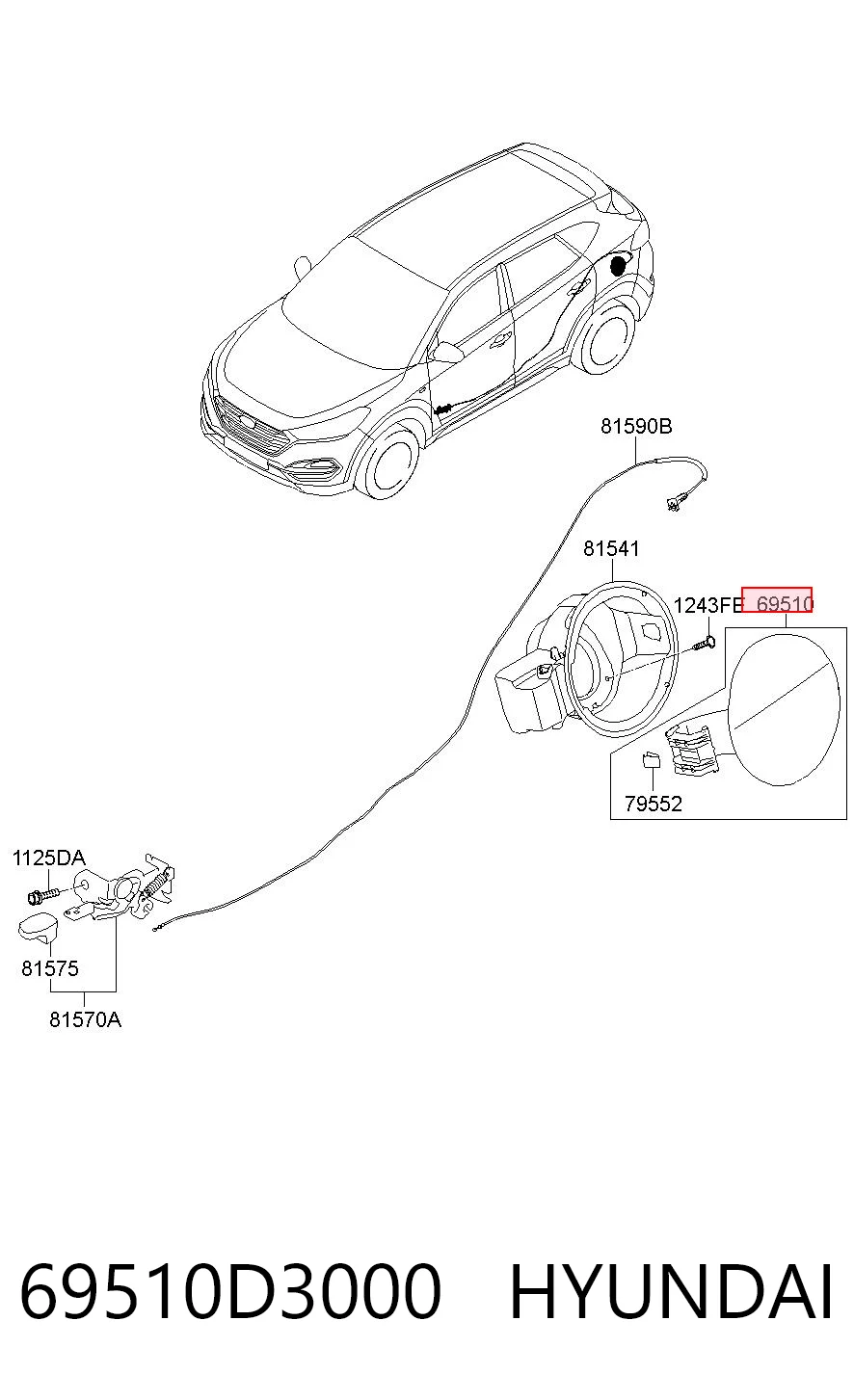 69510D3000 Hyundai/Kia Дверка бензобака