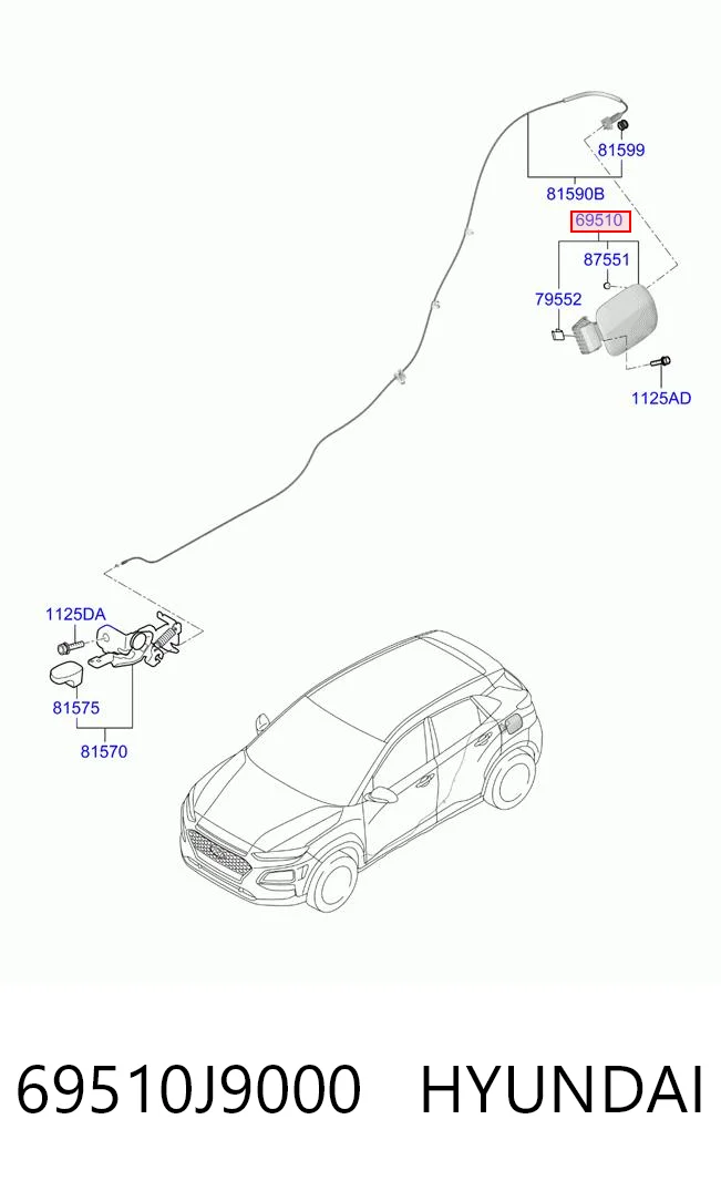 69510J9000 Hyundai/Kia Дверка бензобака