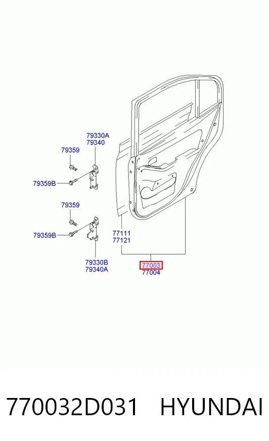Дверь пассажирская задняя левая на Hyundai Elantra III XD