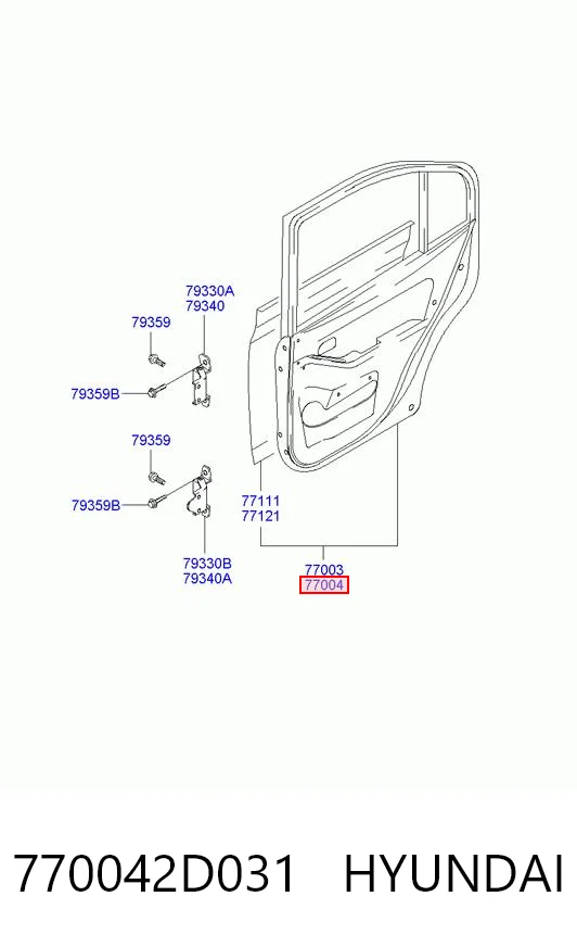 Дверь задняя, правая на Hyundai Elantra III XD
